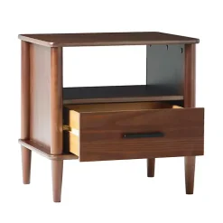 Walnut Wood Spindle Leg Nightstand