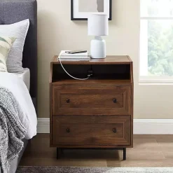 Warm Brown Curved Top Nightstand Table