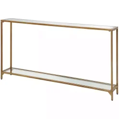 Warm Golden Mirrored Top Console Table