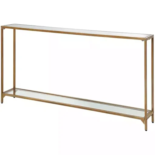 Warm Golden Mirrored Top Console Table