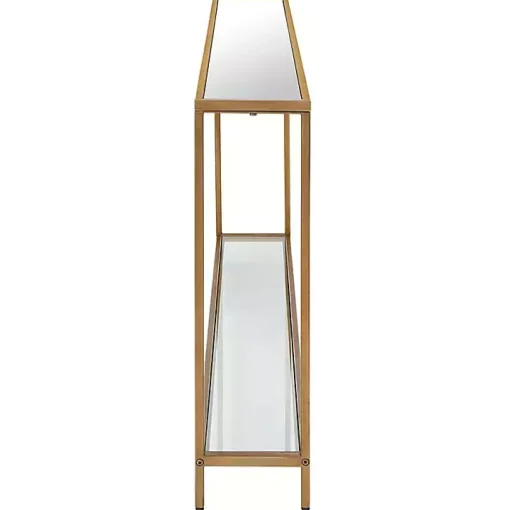 Warm Golden Mirrored Top Console Table