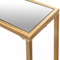 Warm Golden Mirrored Top Console Table