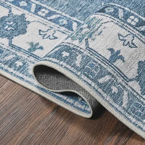 Washable Shary Blue Area Rug, 5x7