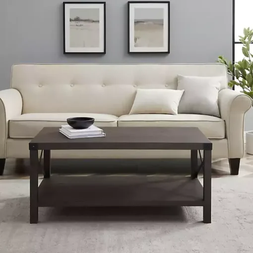 Wenge Sable Gray X-Frame Coffee Table