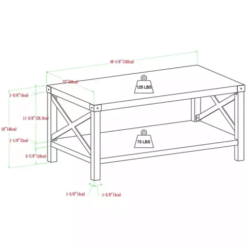 Wenge Sable Gray X-Frame Coffee Table