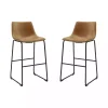 Whiskey Brown Faux Leather Bar Stools, Set of 2