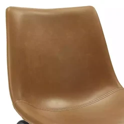 Whiskey Brown Faux Leather Bar Stools, Set of 2