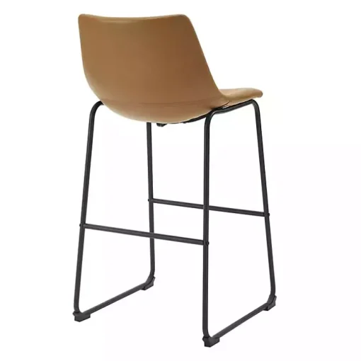 Whiskey Brown Faux Leather Bar Stools, Set of 2