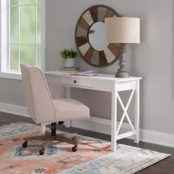 White Antique Pine X Frame Desk