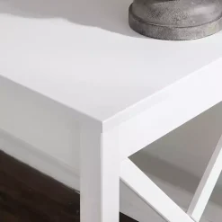 White Antique Pine X Frame Desk