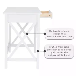 White Antique Pine X Frame Desk