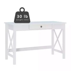 White Antique Pine X Frame Desk