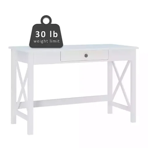 White Antique Pine X Frame Desk