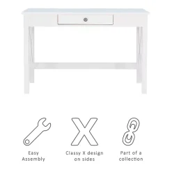 White Antique Pine X Frame Desk