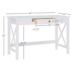 White Antique Pine X Frame Desk
