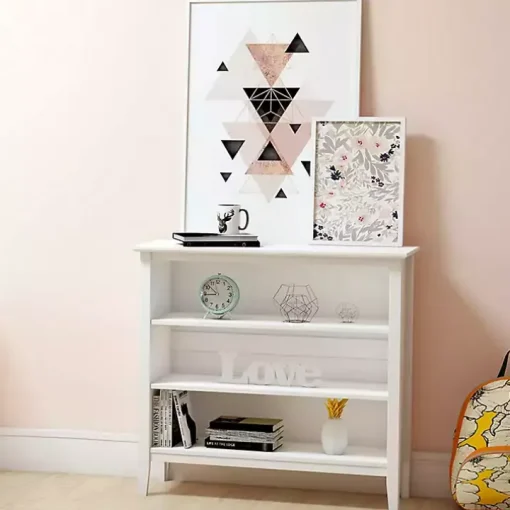 White Brazilian Pine Wood Short Bookshelf