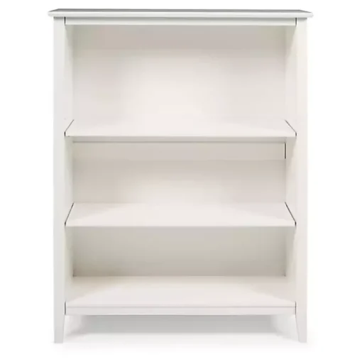 White Brazilian Pine Wood 3-Tier Bookshelf