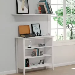 White Brazilian Pine Wood Short Bookshelf