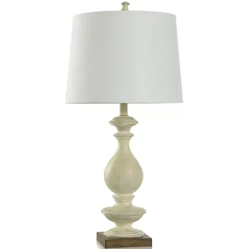 White Carved Traditional Table Lamp