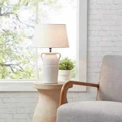 White Ceramic Table Lamp with Handles