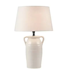 White Ceramic Table Lamp with Handles