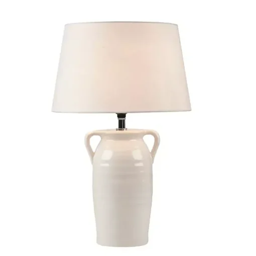 White Ceramic Table Lamp with Handles