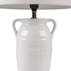 White Ceramic Table Lamp with Handles