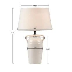 White Ceramic Table Lamp with Handles