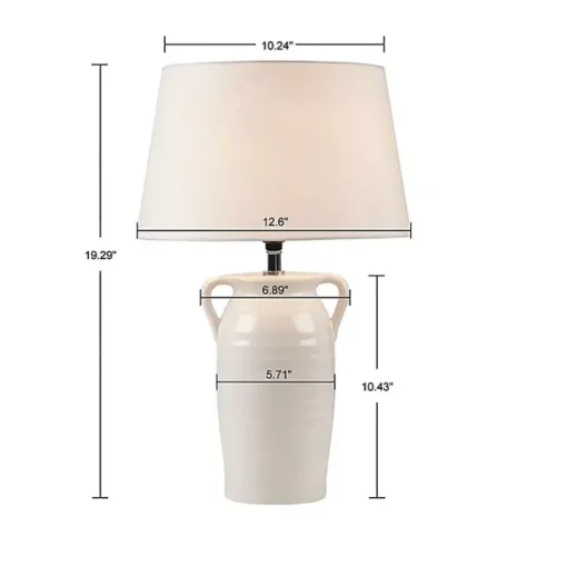 White Ceramic Table Lamp with Handles