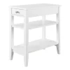 White Double Shelf Wood Accent Table