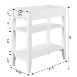 White Double Shelf Wood Accent Table