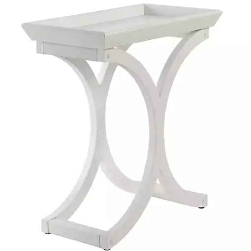 White Fir Wood Curved Tray C-Table