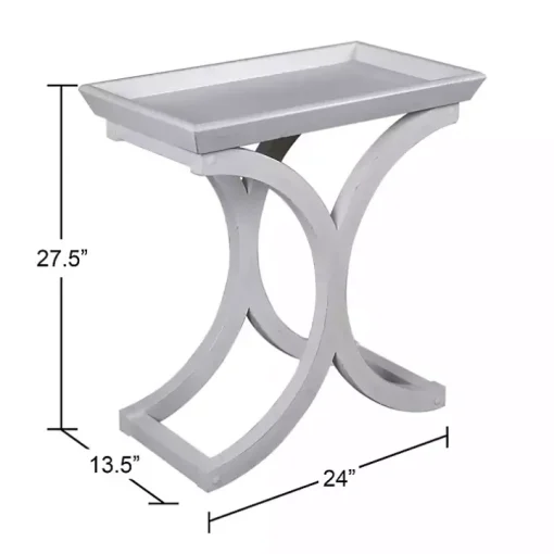 White Fir Wood Curved Tray C-Table