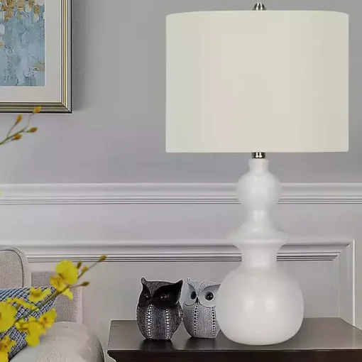 White Modern Spindle Table Lamp