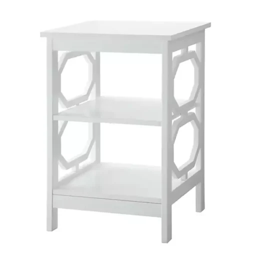 White Octagon 2-Shelf Accent Table