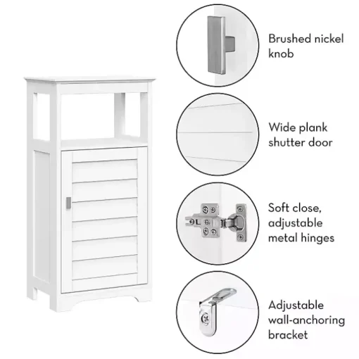 White Shutter Single Door Storage Cabinet