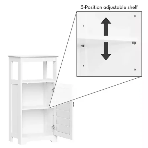 White Shutter Single Door Storage Cabinet