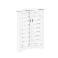 White Shutter Two Door Corner Storage Cabinet