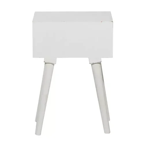 White Wood Carved Drawer Accent Table