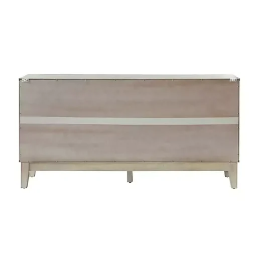 White Wood Geometric 4-Door Cabinet