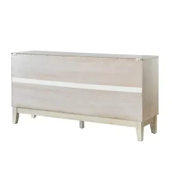 White Wood Geometric 4-Door Cabinet