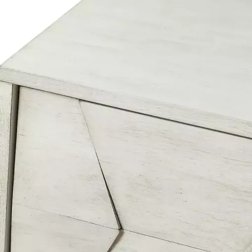 White Wood Geometric 4-Door Cabinet