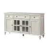 White Wood Glass Door Sideboard Cabinet