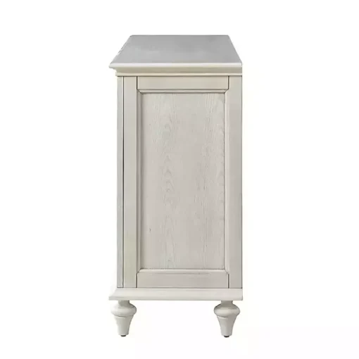 White Wood Glass Door Sideboard Cabinet