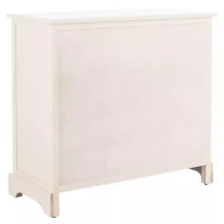 White Wood Woven Baskets Cabinet