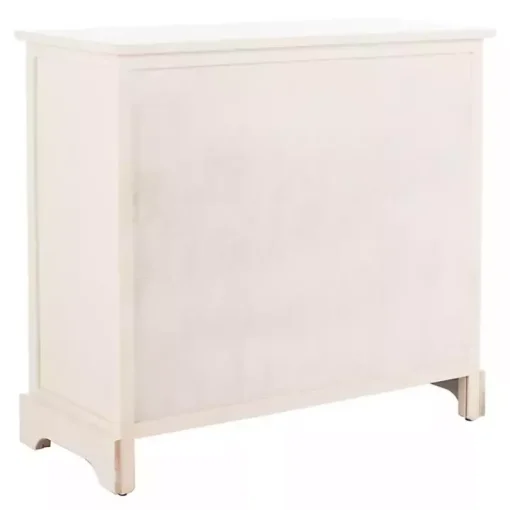 White Wood Woven Baskets Cabinet