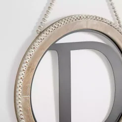 Whitewash Bead Trim Monogram D Plaque