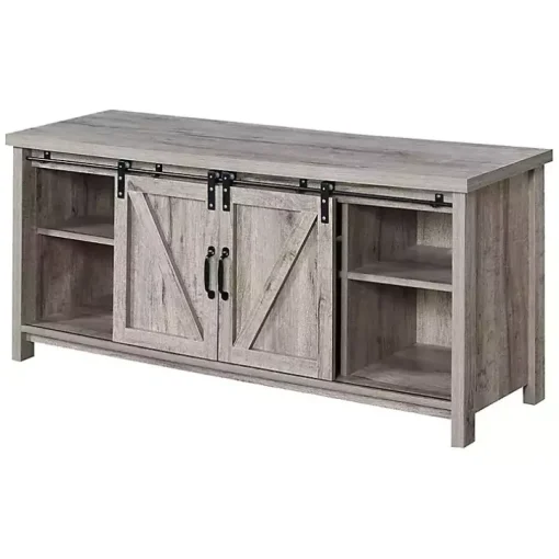Whitewash Russ Barn Door Media Cabinet