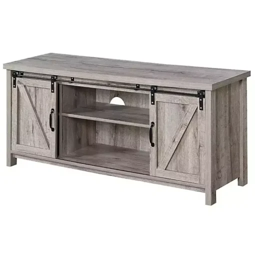 Whitewash Russ Barn Door Media Cabinet
