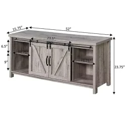 Whitewash Russ Barn Door Media Cabinet